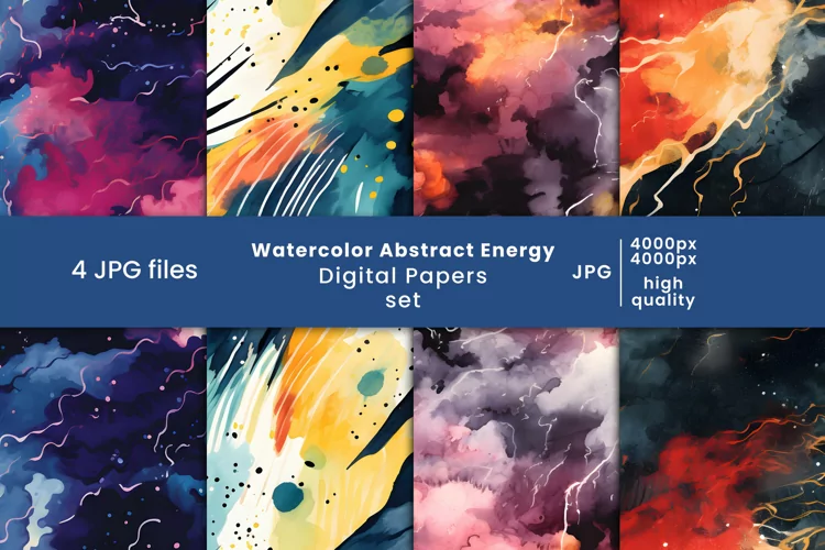 watercolor abstract digital papers and colorful patterns