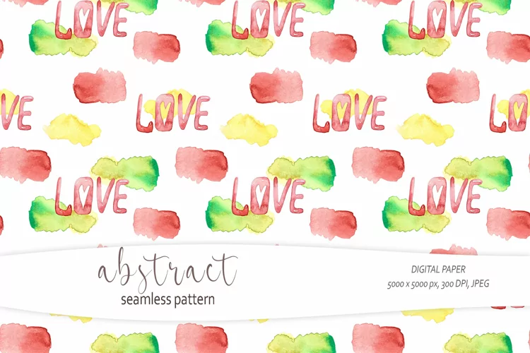 Watercolor abstract shapes seamless pattern - 1 JPEG file