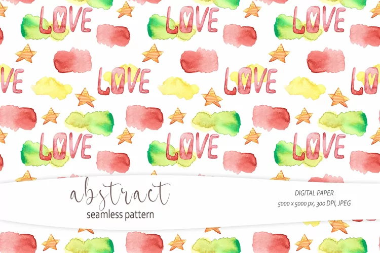 Watercolor abstract shapes seamless pattern - 1 JPEG file