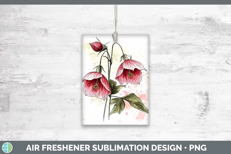 Watercolor Abutilon Air Freshener Sublimation Car Freshener