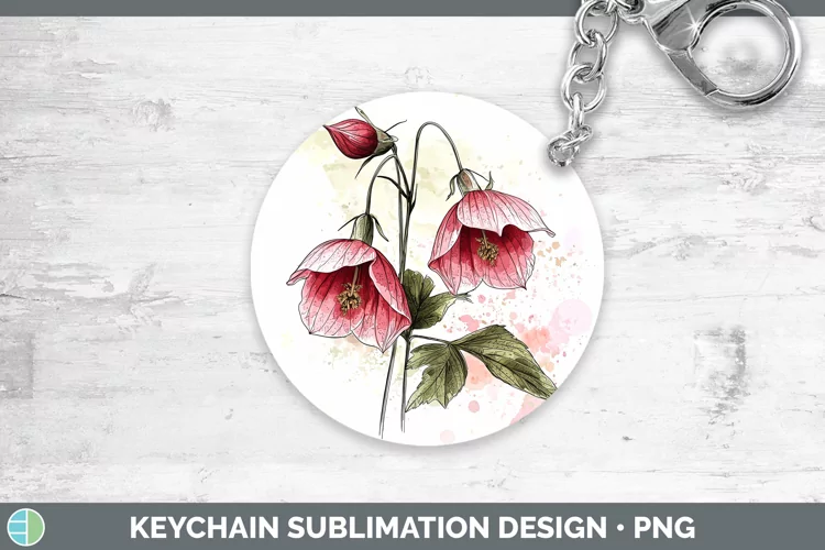 Watercolor Abutilon Keychain Sublimation Keyring Designs