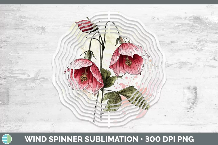 Watercolor Abutilon Wind Spinner Sublimation Spinner Designs