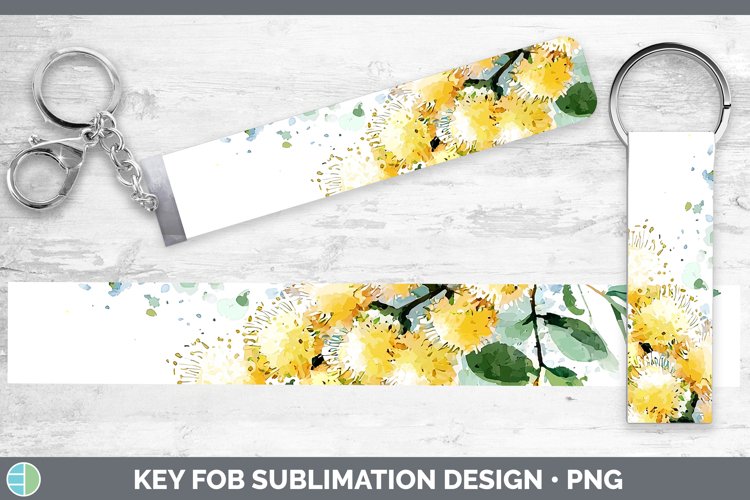Watercolor Acacia Key Fob Sublimation Wristlet Designs