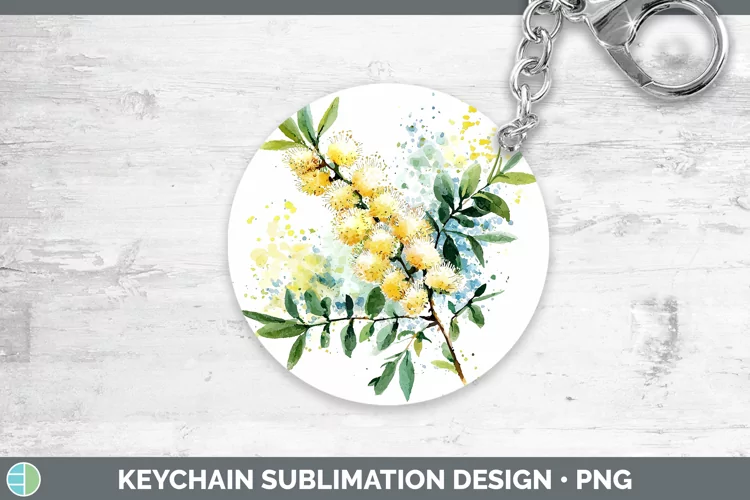 Watercolor Acacia Keychain Sublimation Keyring Designs