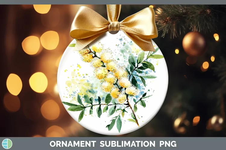 Watercolor Acacia Ornament Sublimation Bauble Designs