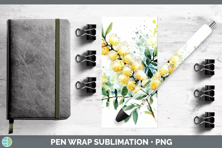 Watercolor Acacia Pen Wrap Sublimation Pen Designs