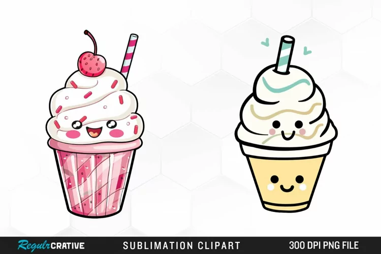 Watercolor Adorable Ice Cream Clipart