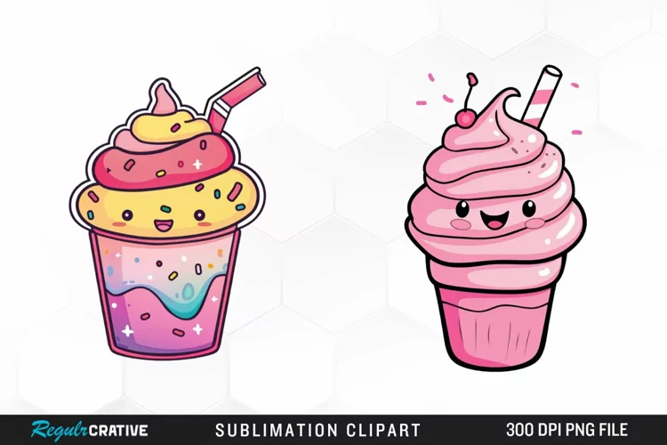 Watercolor Adorable Ice Cream Clipart