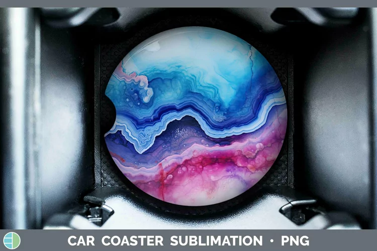 Watercolor Agate Car Coaster Sublimation Coaster Designs
