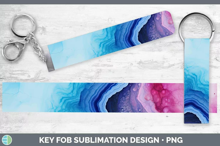 Watercolor Agate Key Fob Sublimation Wristlet Designs