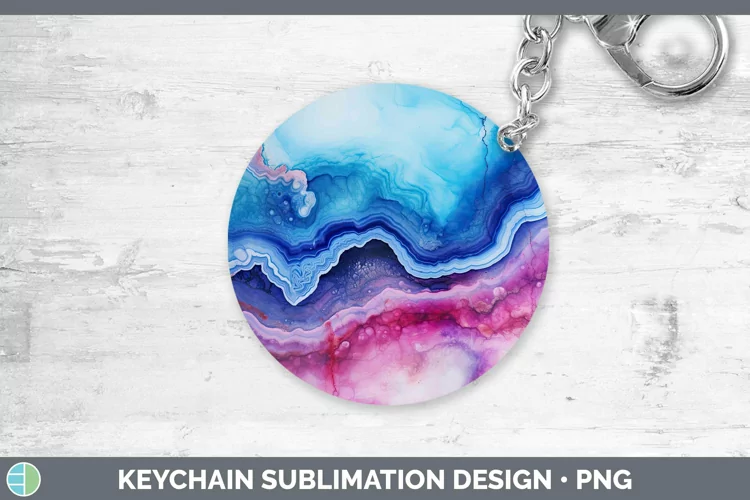 Watercolor Agate Keychain Sublimation Keyring Designs
