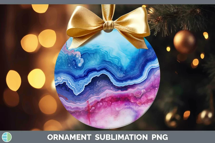 Watercolor Agate Ornament Sublimation Bauble Designs