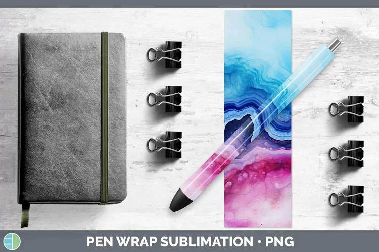 Watercolor Agate Pen Wrap Sublimation Epoxy Pen Designs