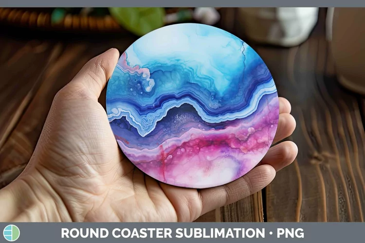 Watercolor Agate Round Coaster Sublimation Coaster Designs