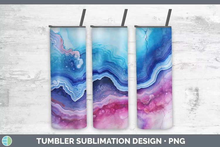 Watercolor Agate Tumbler Sublimation 20 oz Skinny Tumbler De