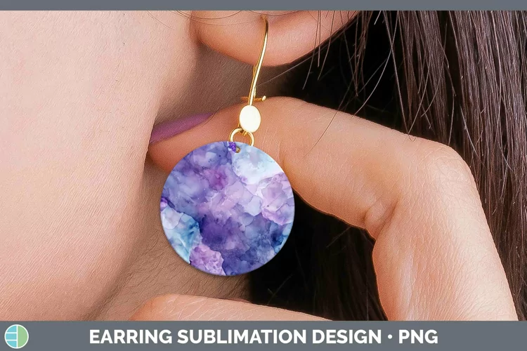 Watercolor Alexandrite Round Earrings Sublimation Earrings D