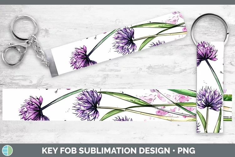 Watercolor Allium Key Fob Sublimation Wristlet Designs