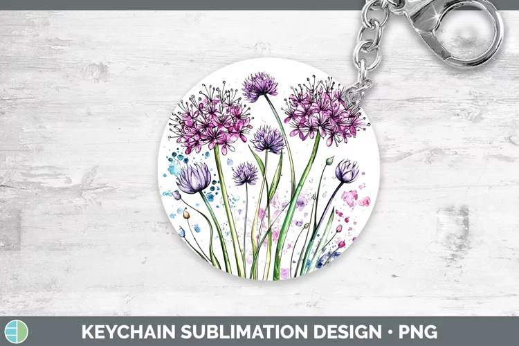 Watercolor Allium Keychain Sublimation Keyring Designs