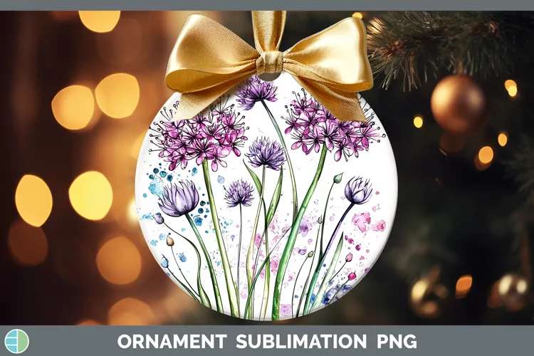 Watercolor Allium Ornament Sublimation Bauble Designs