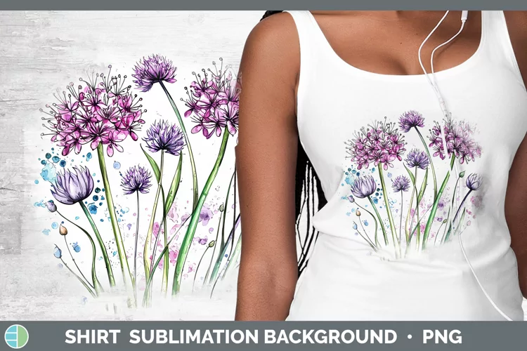 Watercolor Allium Shirt Sublimation Sublimation Background D
