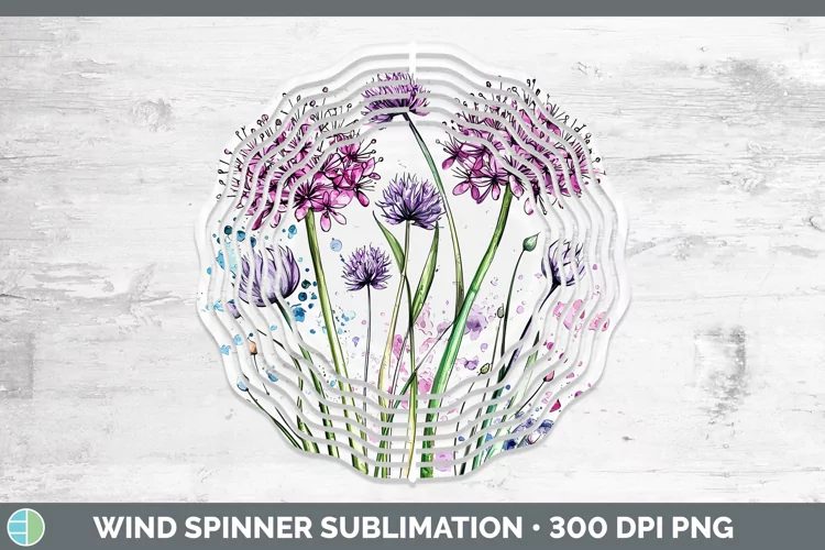 Watercolor Allium Wind Spinner Sublimation Spinner Designs