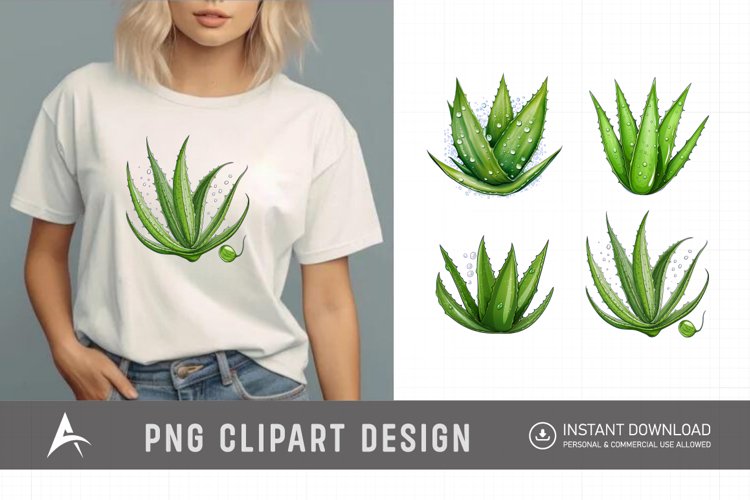 Watercolor Aloe Vera Sublimation Clipart