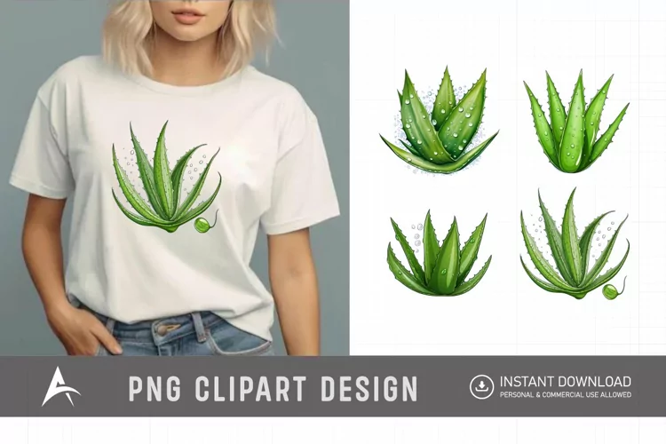 Watercolor Aloe Vera Sublimation Clipart
