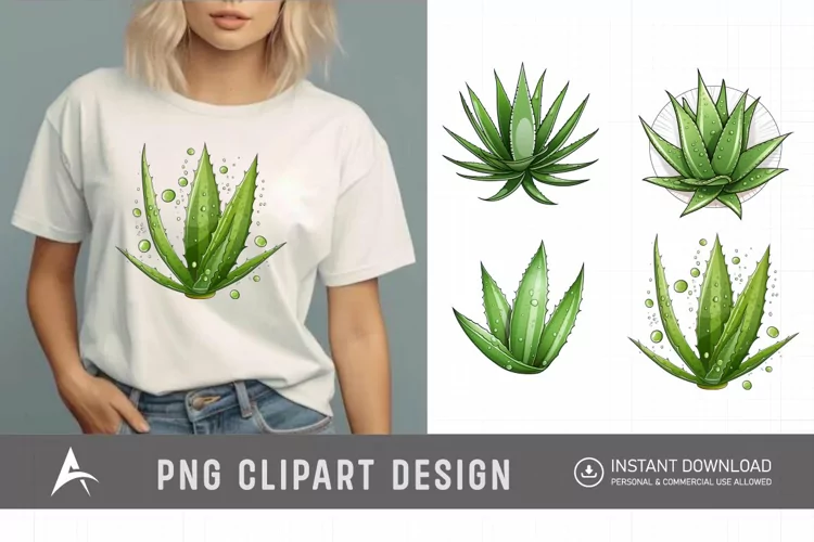 Watercolor Aloe Vera Sublimation Clipart