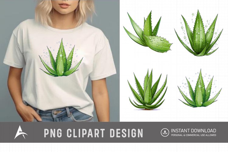 Watercolor Aloe Vera Sublimation Clipart