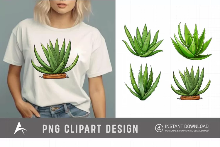 Watercolor Aloe Vera Sublimation Clipart
