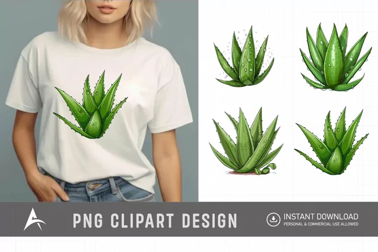 Watercolor Aloe Vera Sublimation Clipart