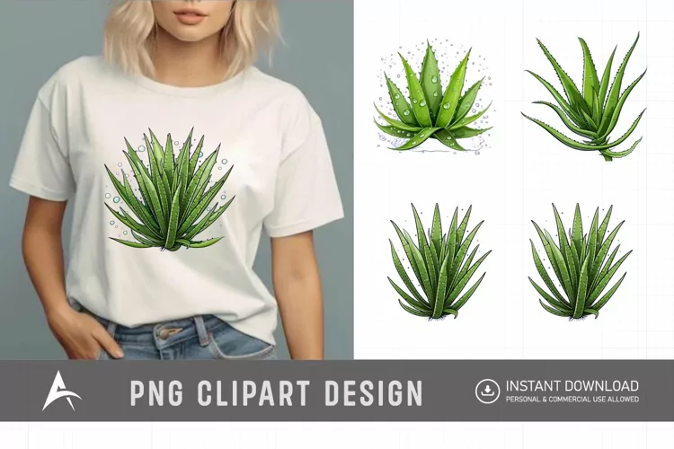 Watercolor Aloe Vera Sublimation Clipart