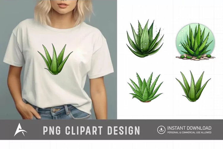 Watercolor Aloe Vera Sublimation Clipart