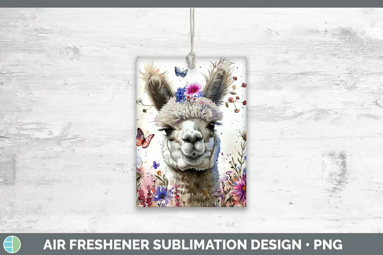 Watercolor Alpaca Air Freshener Sublimation Car Freshener De