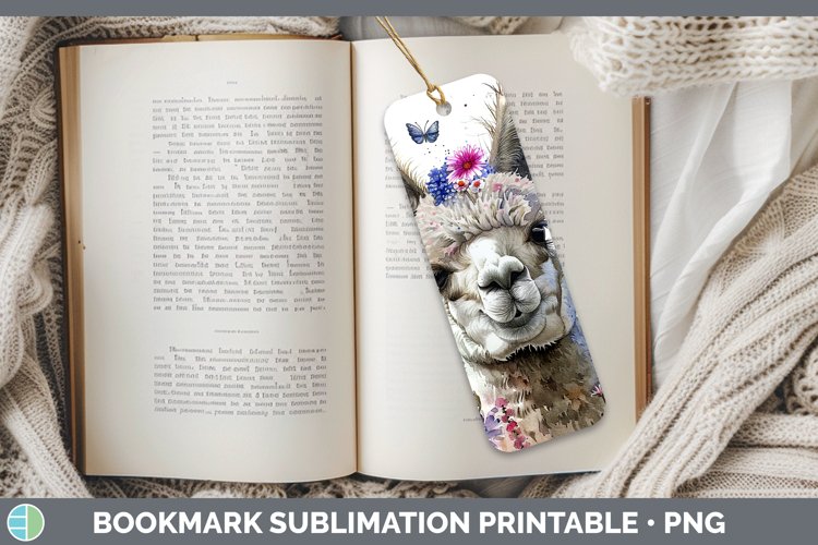 Watercolor Alpaca Bookmark Sublimation Printable Designs