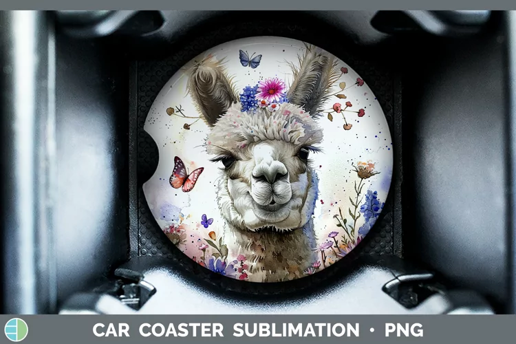 Watercolor Alpaca Car Coaster Sublimation Coaster Designs