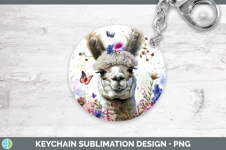 Watercolor Alpaca Keychain Sublimation Keyring Designs
