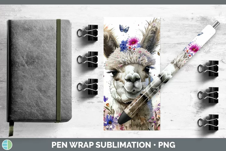 Watercolor Alpaca Pen Wrap Sublimation Epoxy Pen Designs
