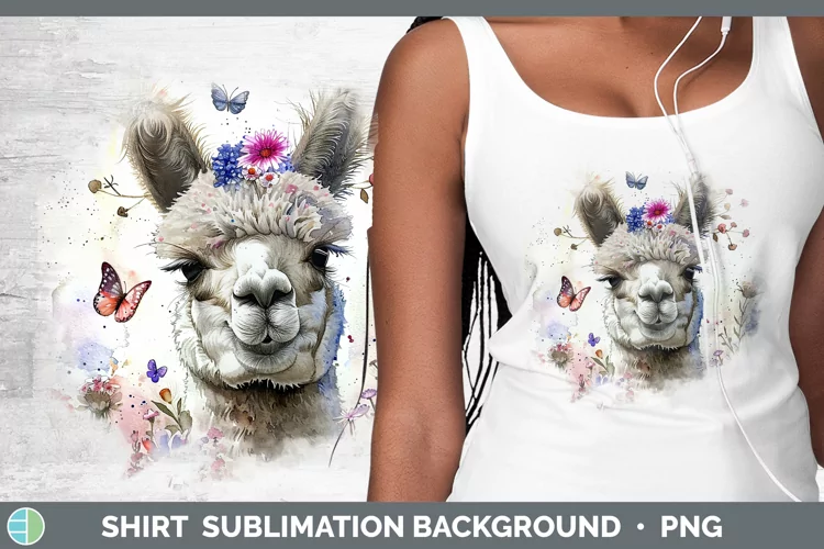 Watercolor Alpaca Shirt Sublimation Sublimation Background D