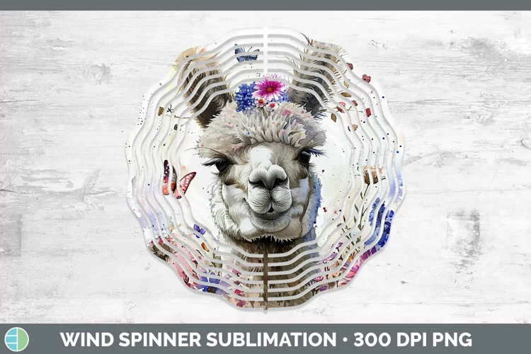 Watercolor Alpaca Wind Spinner Sublimation Spinner Designs