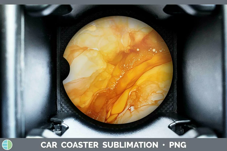 Watercolor Amber Car Coaster Sublimation Coaster Designs