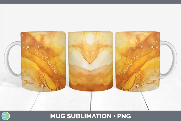 Watercolor Amber Mug Wrap Sublimation Coffee Cup Designs