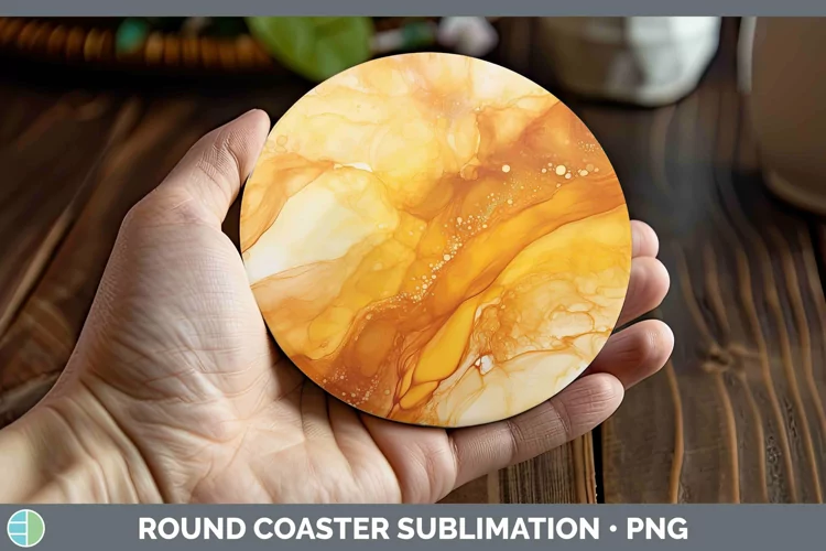 Watercolor Amber Round Coaster Sublimation Coaster Designs