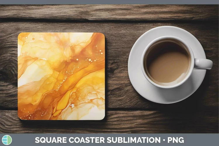Watercolor Amber Square Coaster Sublimation Coaster Designs