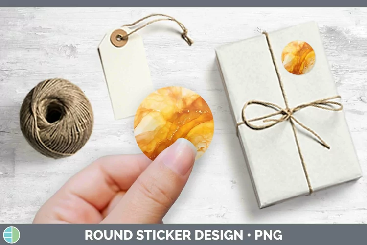 Watercolor Amber Stickers | Round Labels Designs