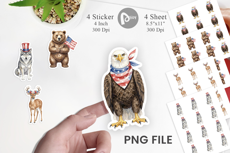 American Wildlife Patriotic Sticker