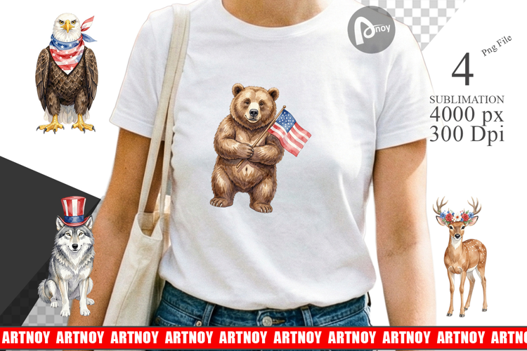American Wildlife Patriotic Sublimation