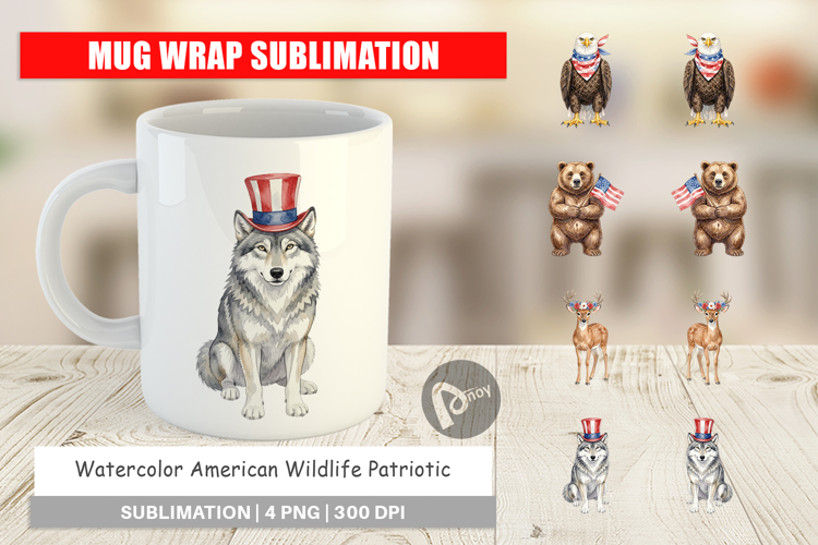 American Wildlife Patriotic Mug Wrap