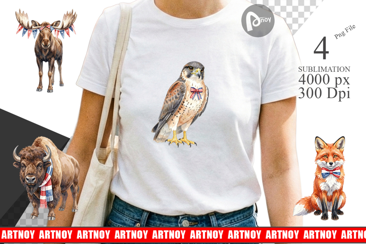 American Wildlife Patriotic Sublimation