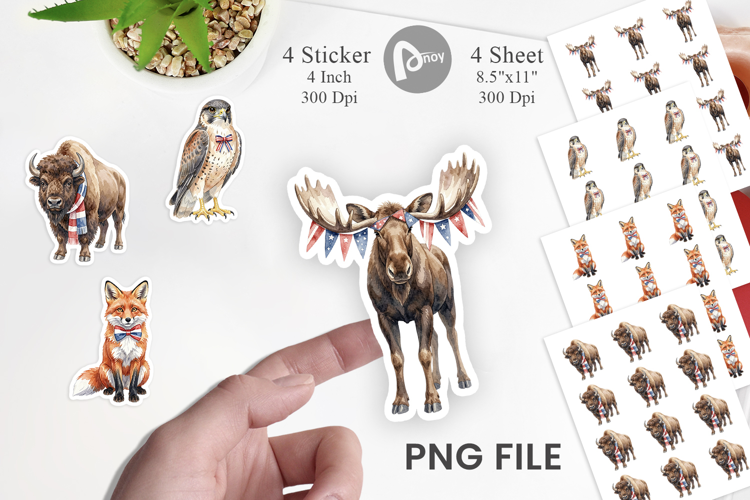 American Wildlife Patriotic Sticker